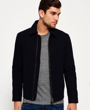 Superdry Nordic Wool Harrington Férfi Kabát Sötétkék | CMGKL6238